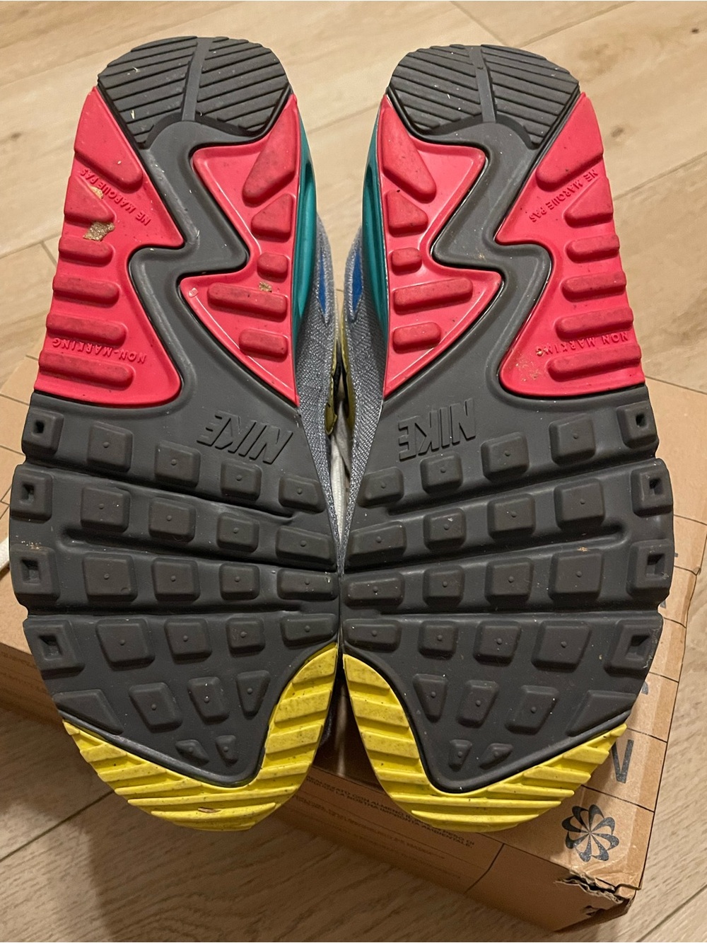 Nike Kids Air Max-Style Sneakers in Yellow, Blue & Gray - Picture 7 of 9